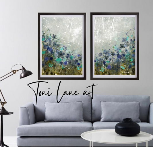 "Water meadow" Set of two abstract florals