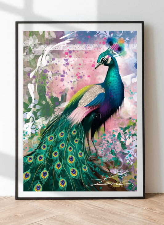 “Elegance” peacock art.