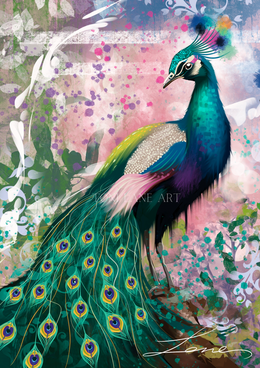 “Elegance” peacock art.