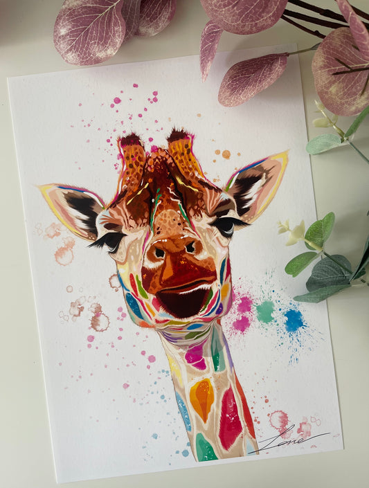 "Sky High" Giraffe Art Print