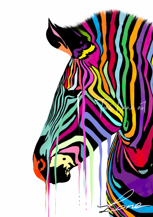 "One and Only" Rainbow zebra print.