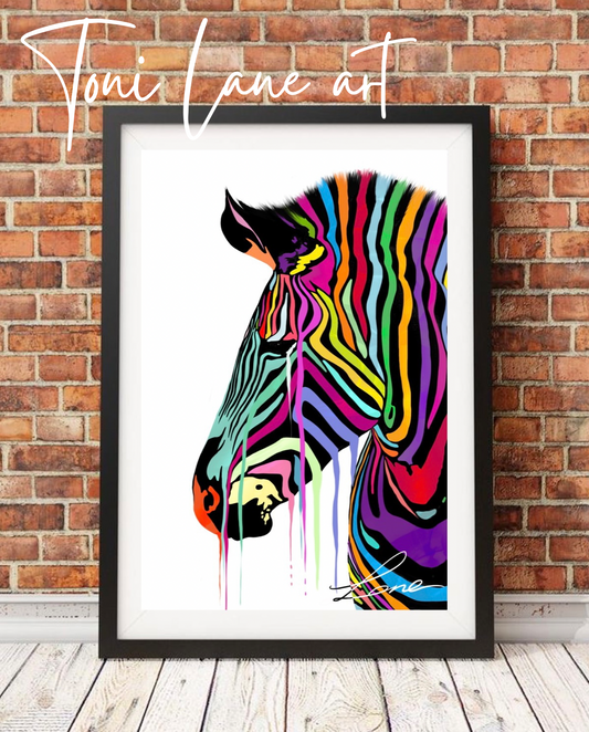 "One and Only" Rainbow zebra print.