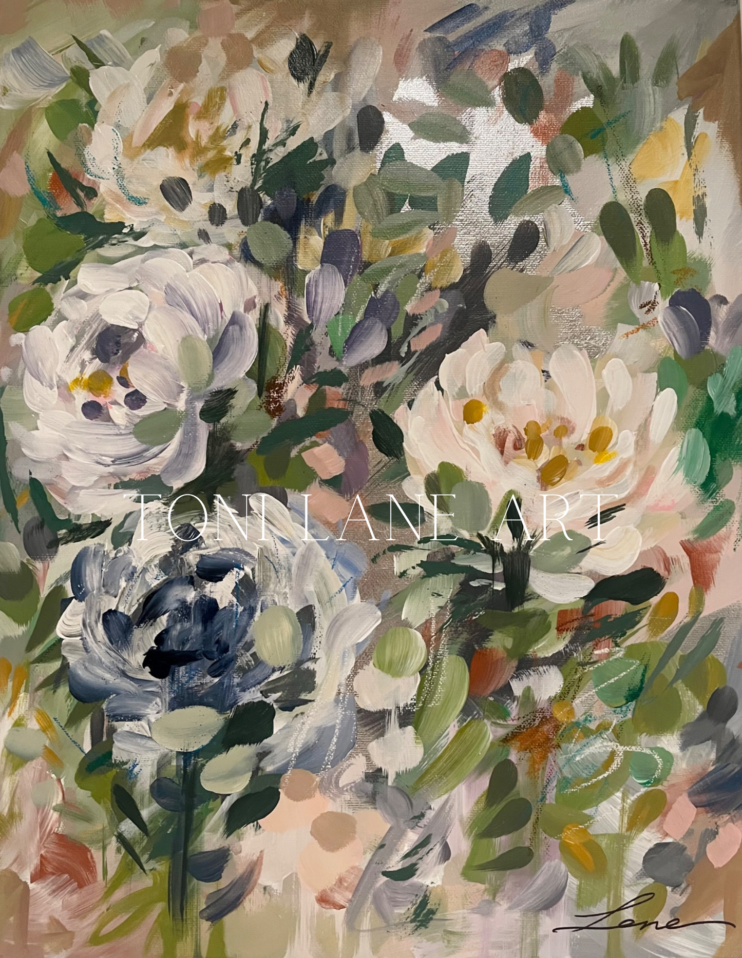 “Petals” abstract floral painting.