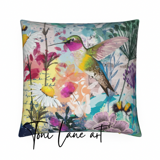 "Jamboree" Velvet Hummingbird Cushion