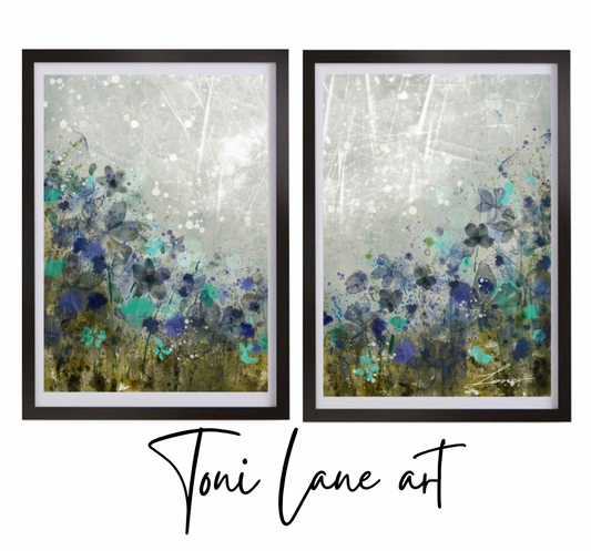 "Water meadow" Set of two abstract florals