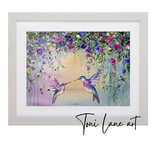 “Embrace” Humming birds fine art print.