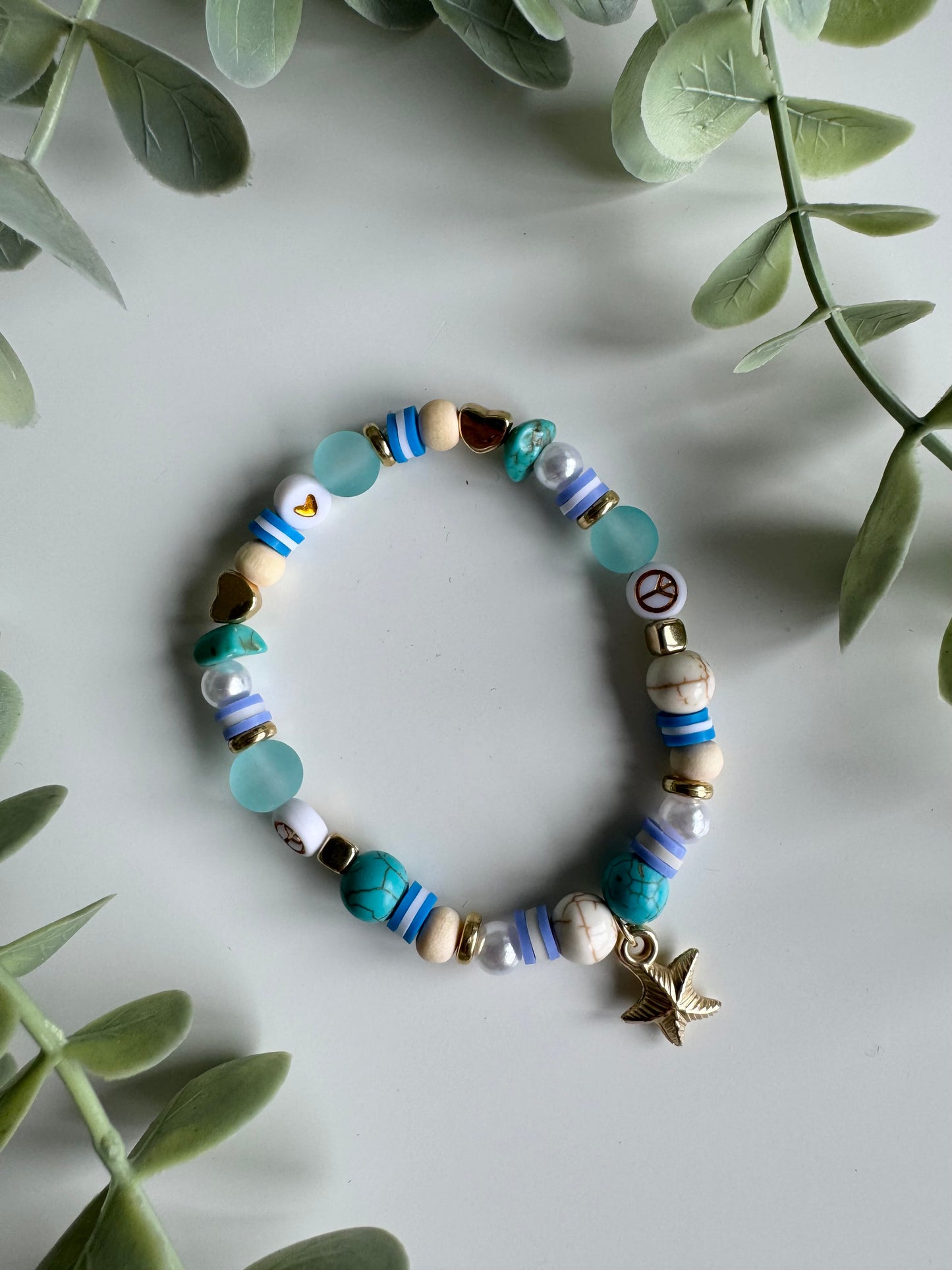 Starfish peace and love bracelet.