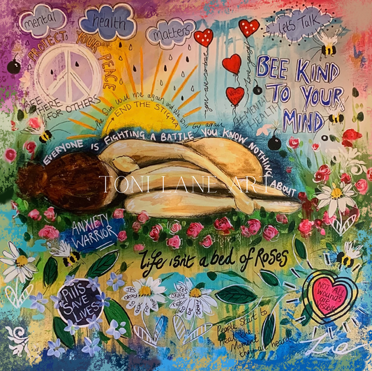 "Bed Of Roses" Mental Health Art Canvas.