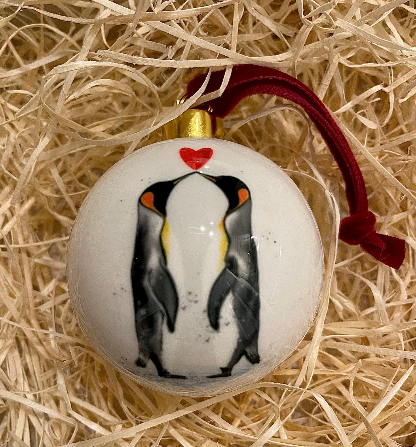 “Penguin love” Bone china bauble