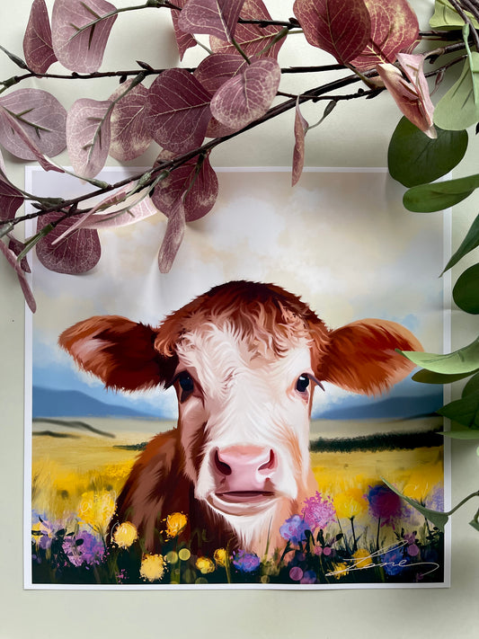 “Nosey Cow” Art Print