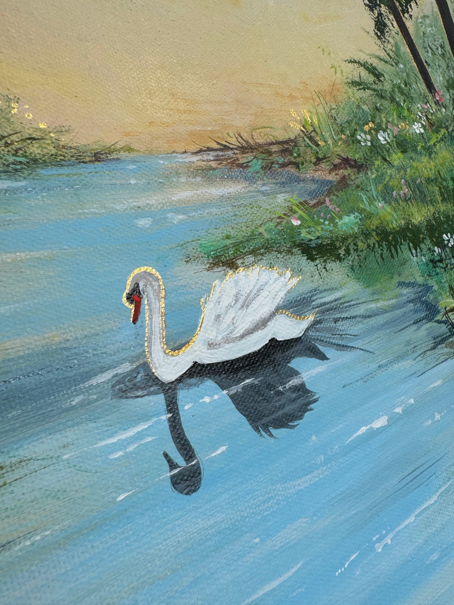 "Swan Lake" Original countryside painting.