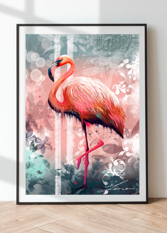 “Flamboyance”  flamingo art.