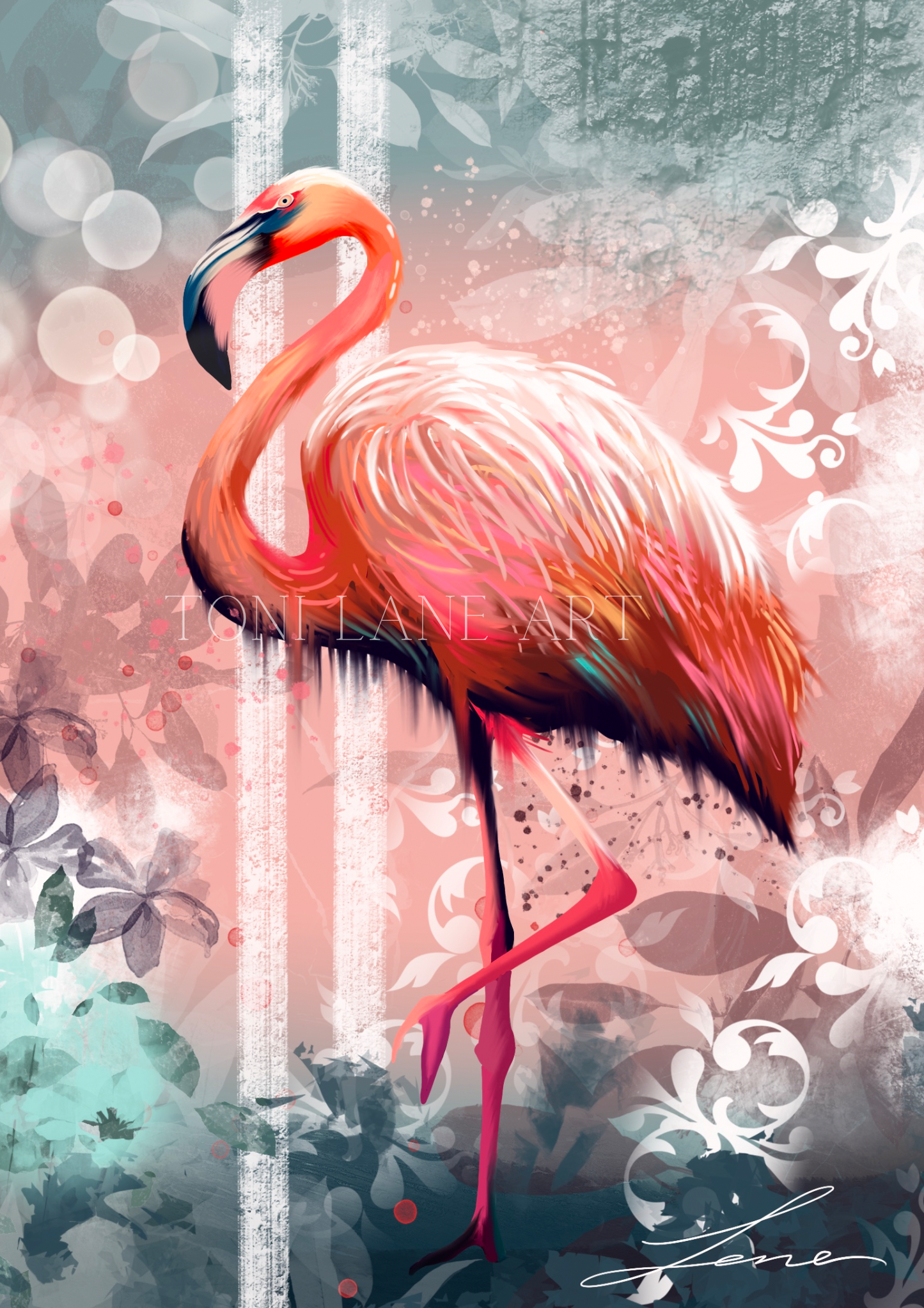 “Flamboyance”  flamingo art.