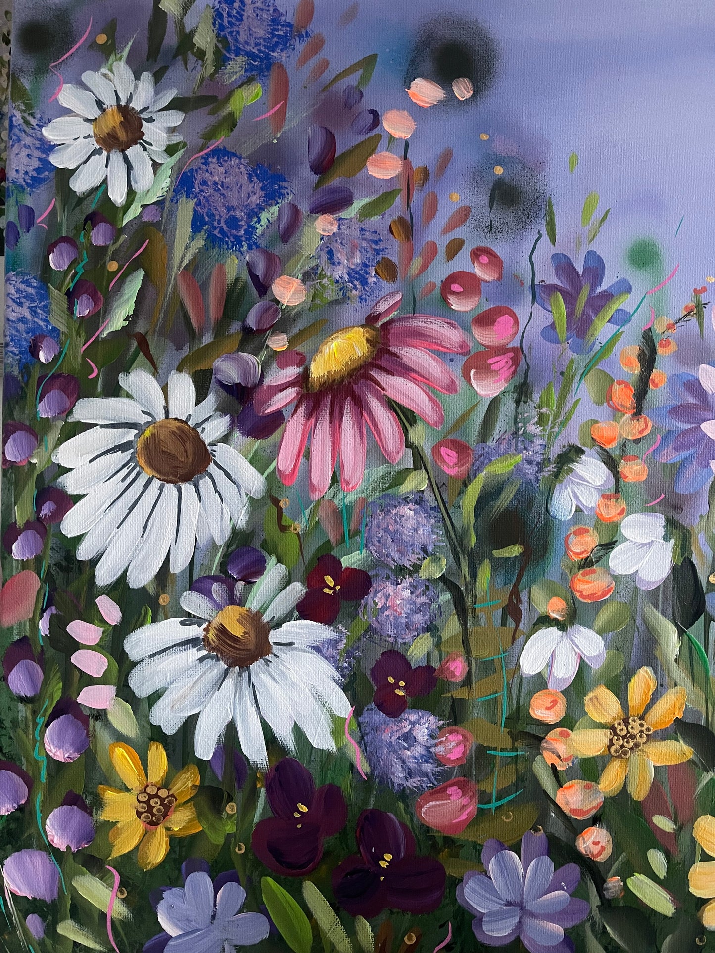 "Looking Through" Original flower meadow painting.