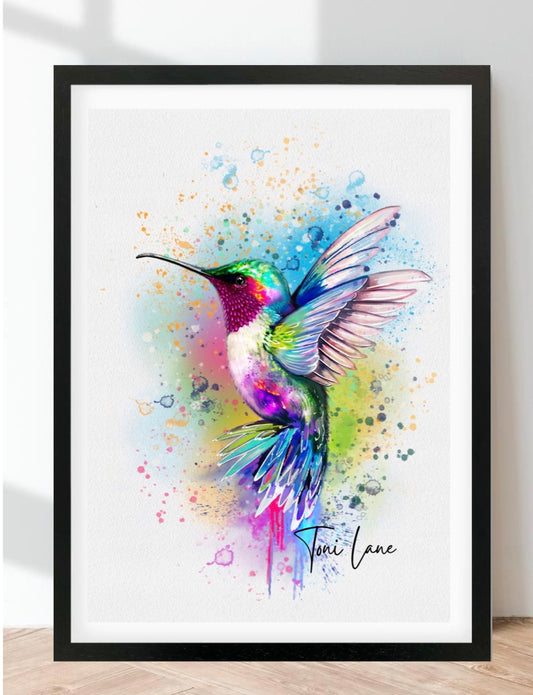 "Into the light"  Framed Hummingbird Art.