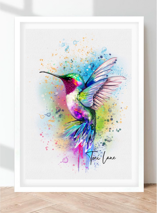 "Into the light"  Framed Hummingbird Art.