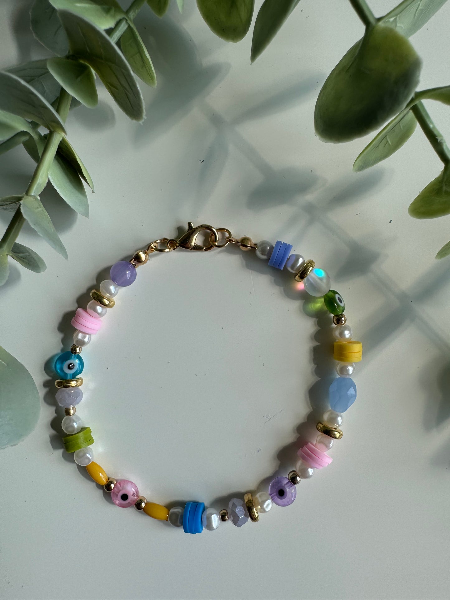 Rainbow evil eyes bracelet.