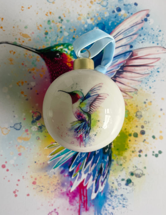 "Into the light" Hummingbird Christmas Bauble