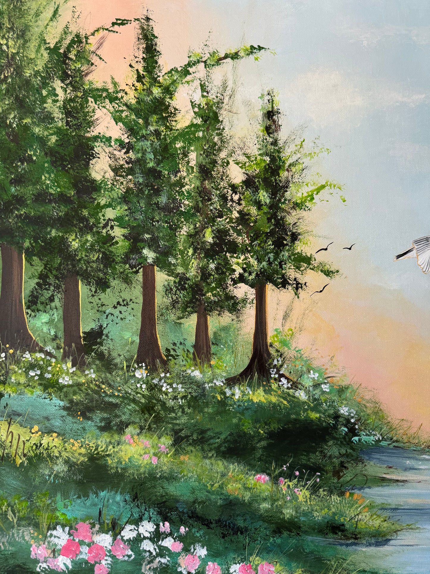 "Swan Lake" Original countryside painting.