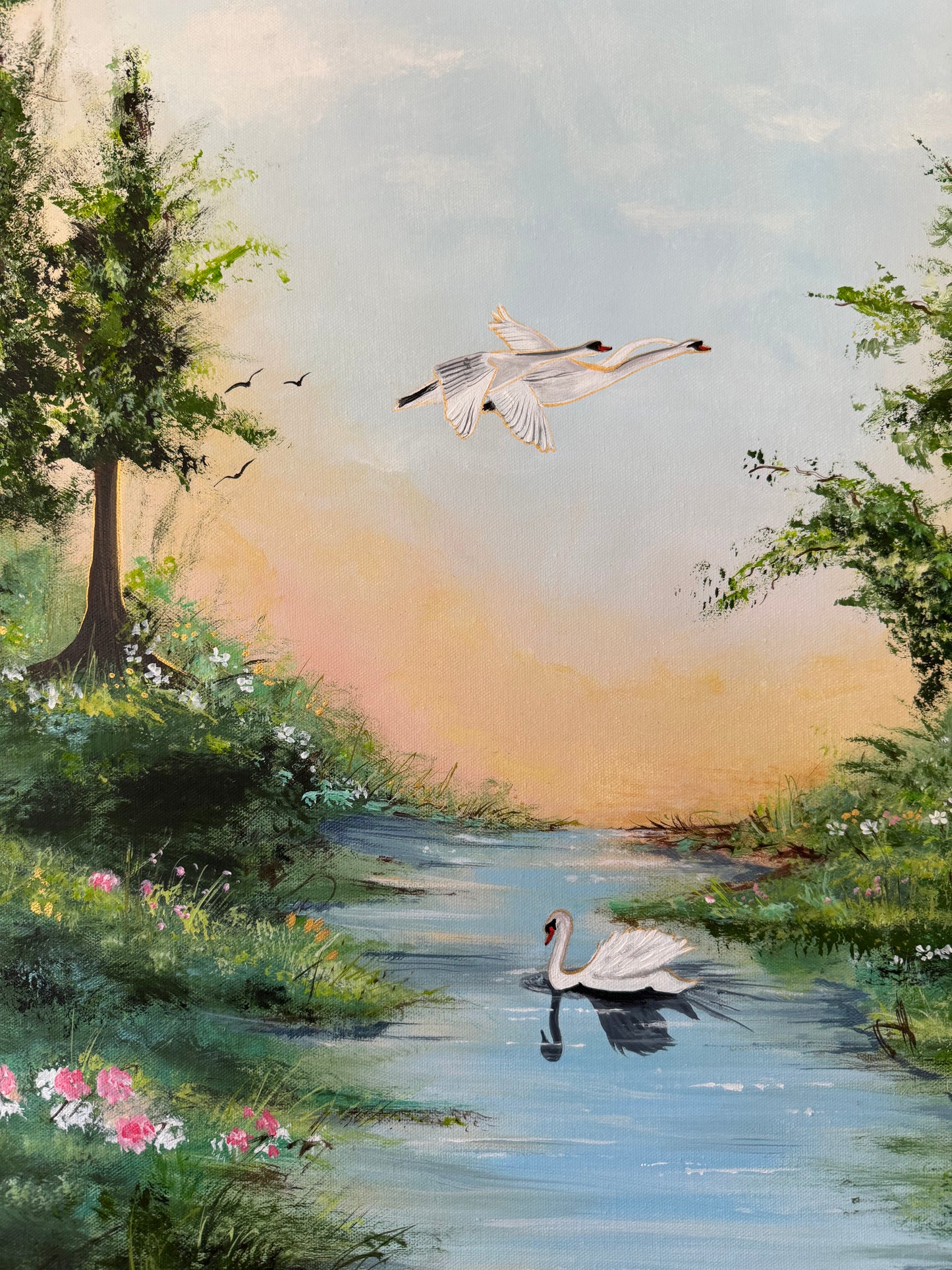 "Swan Lake" Original countryside painting.