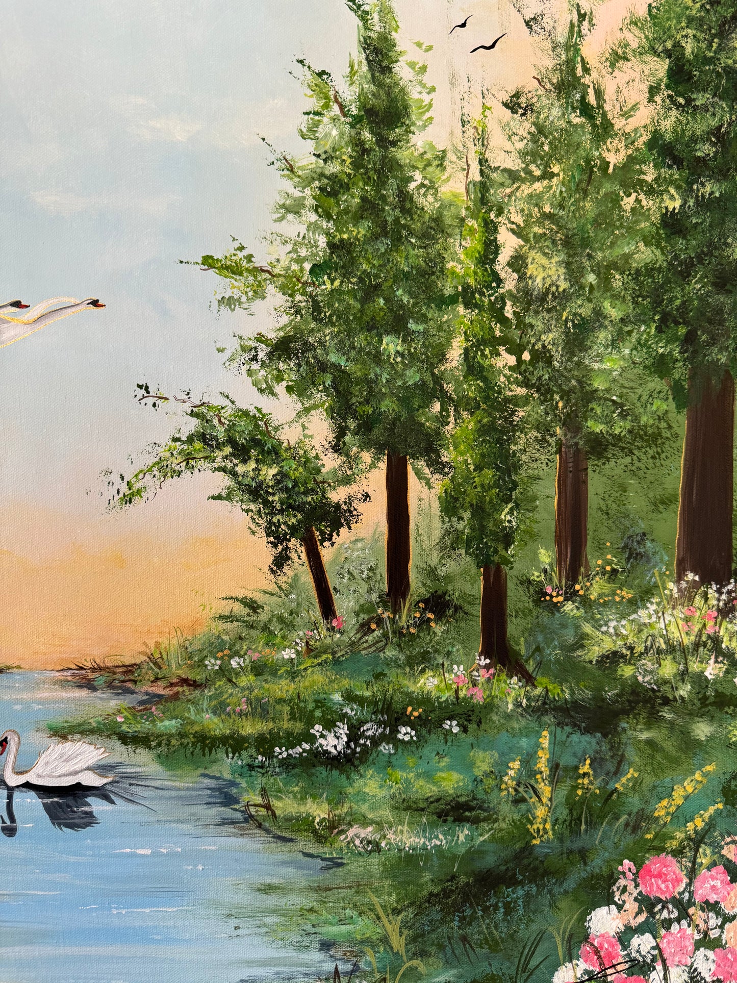 "Swan Lake" Original countryside painting.