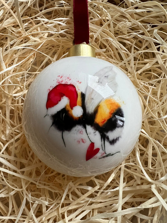 "Oh Christmas Bee" Bone china bauble