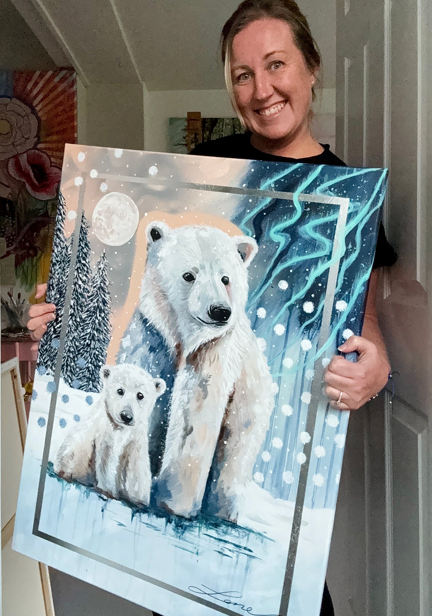 "Winters Love" Original Polar Bear Painting.