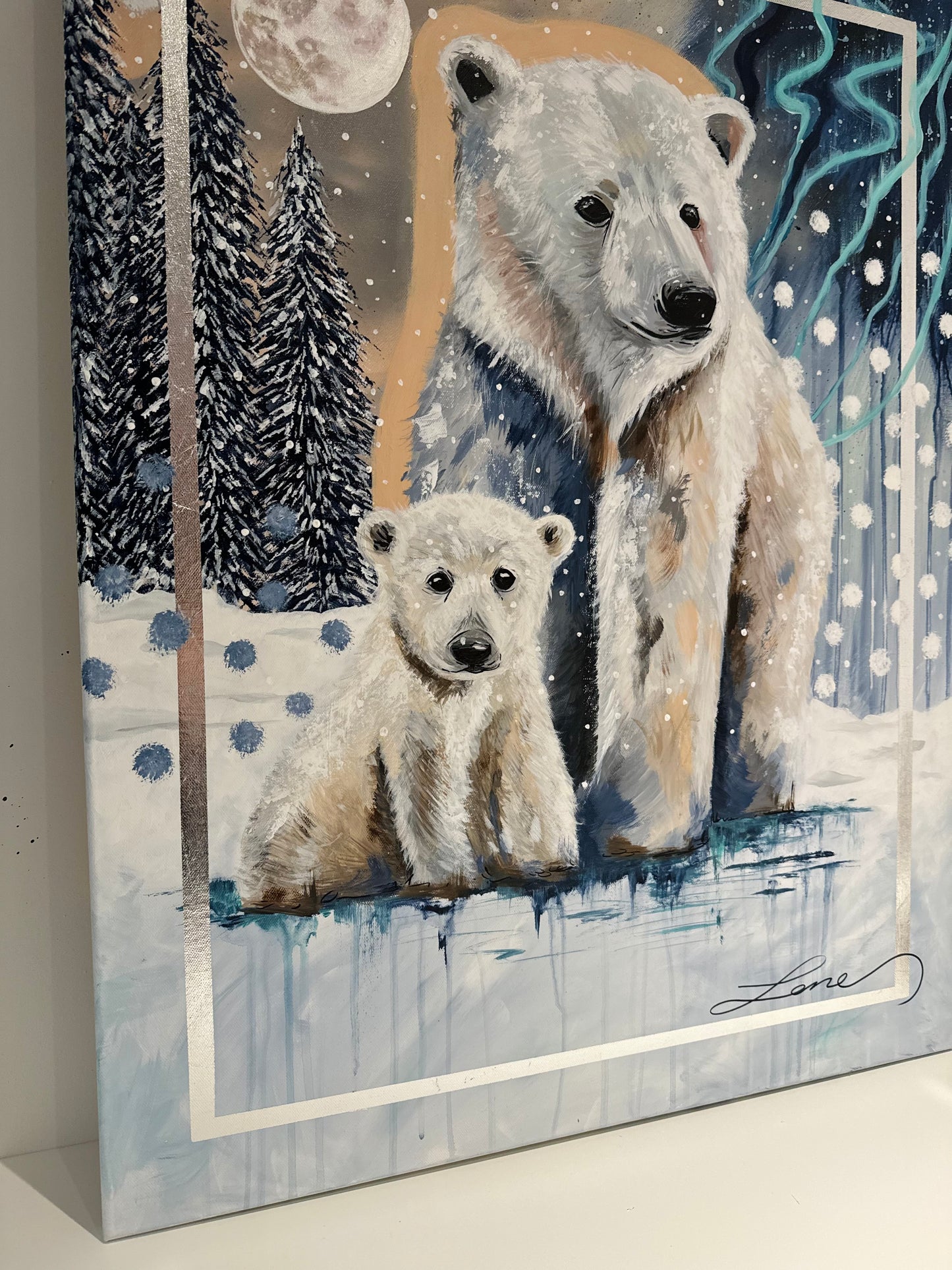 "Winters Love" Original Polar Bear Painting.