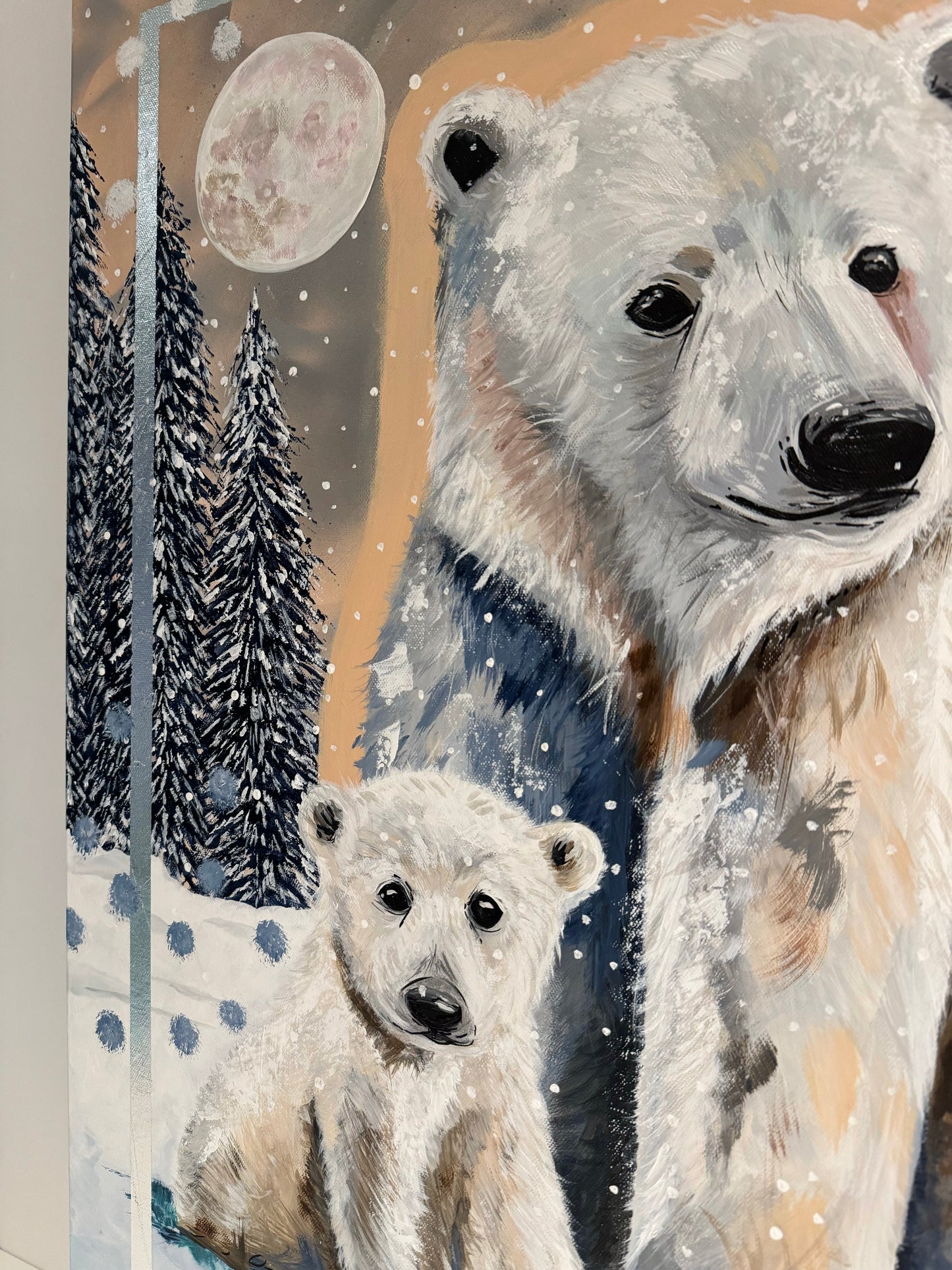 "Winters Love" Original Polar Bear Painting.