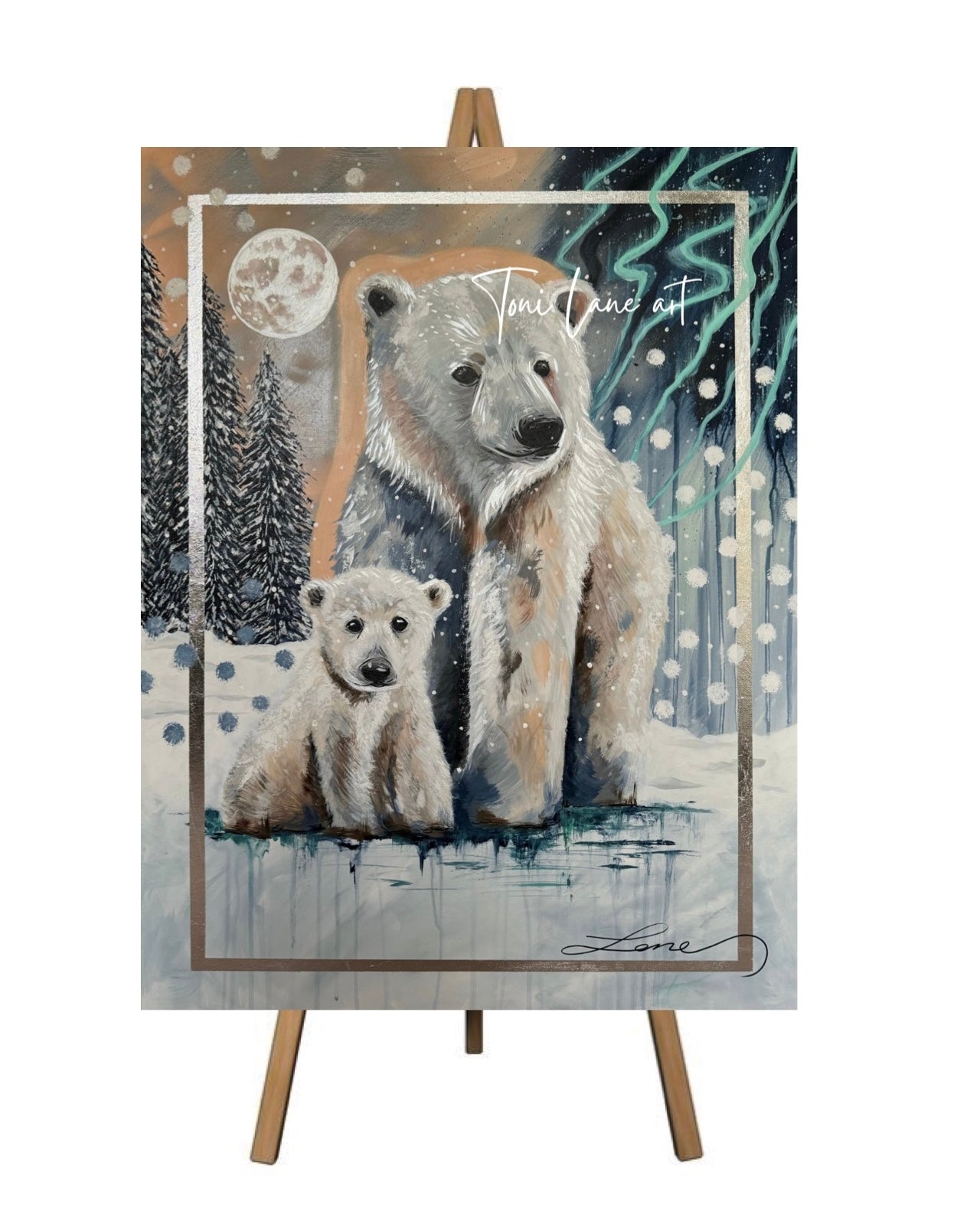 "Winters Love" Original Polar Bear Painting.