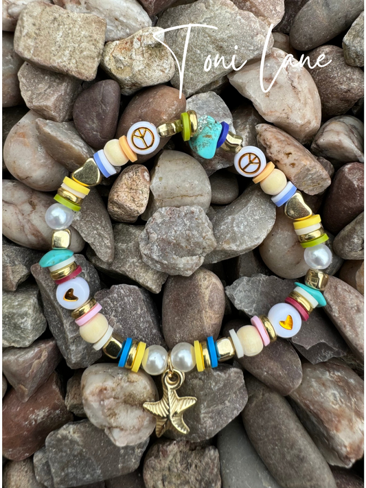 Rainbow starfish bracelet.