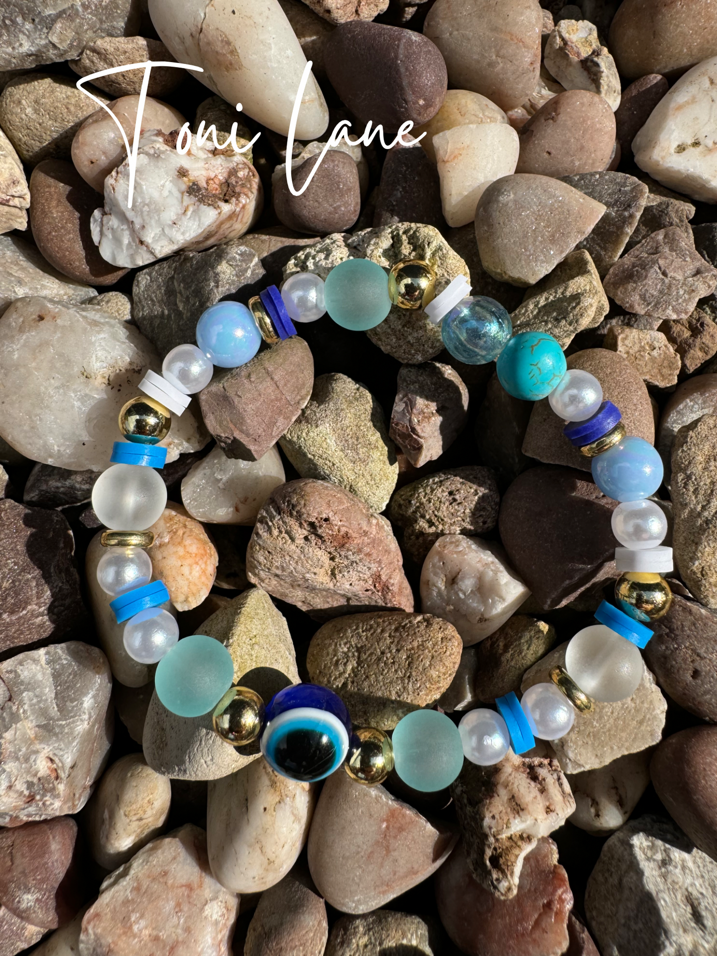 Ocean blues evil eye bracelet.