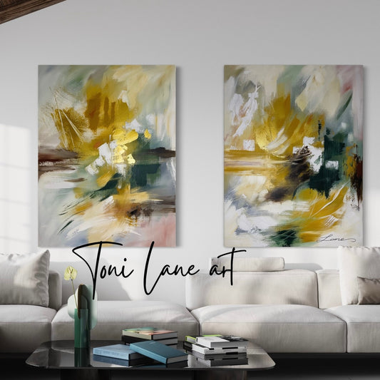 "Easy Come Easy Go" Set of two original abstract paintings.