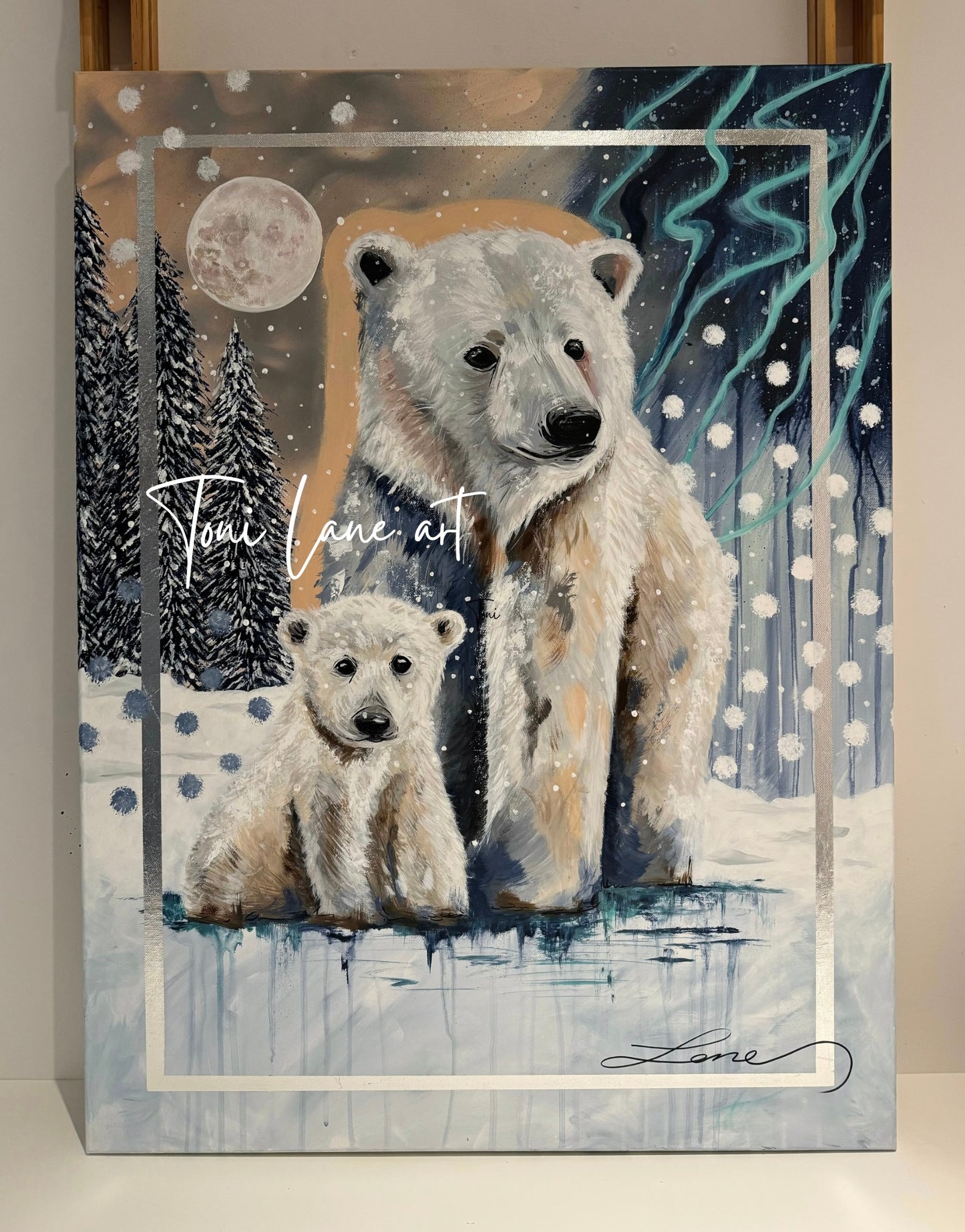 "Winters Love" Original Polar Bear Painting.