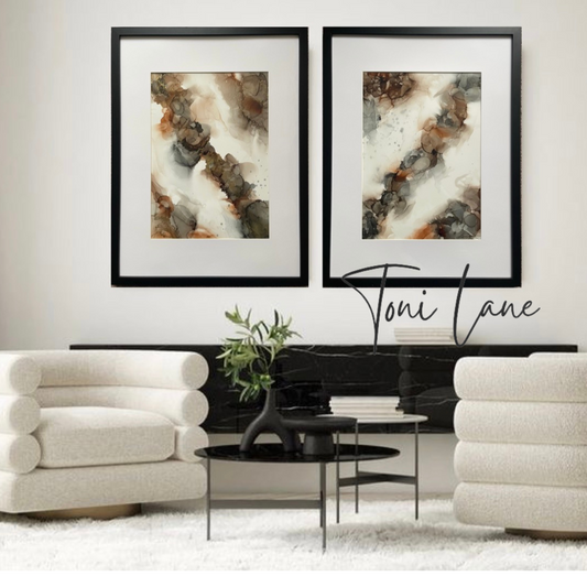Commissioned Alcohol ink / Coffee, Black and Gold.