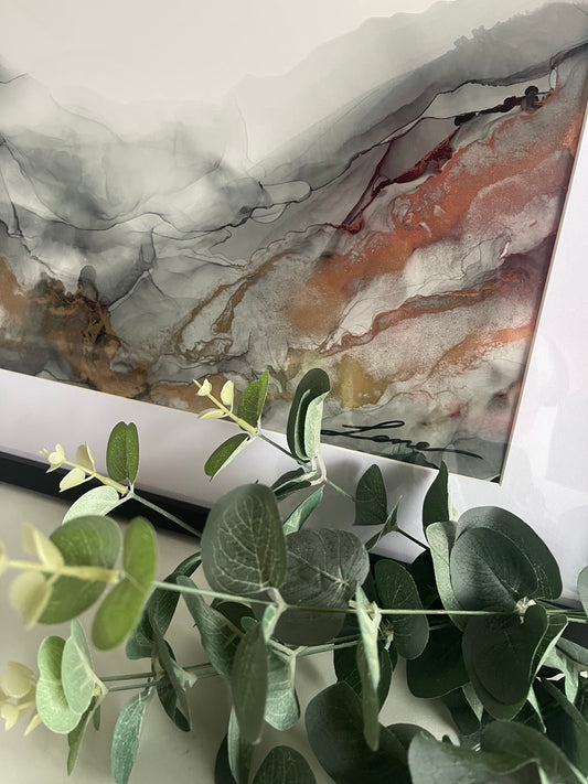 "Mountain High" Framed Alcohol Ink Art