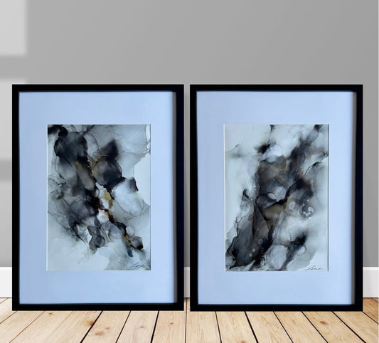 Commissioned Alcohol ink / Black and Gold.